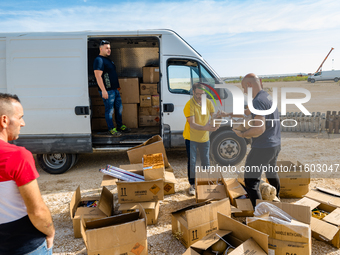 Technicians prepare the fireworks display at the New Port under construction in Molfetta, Italy, on September 22, 2024. On the final day of...