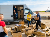 Technicians prepare the fireworks display at the New Port under construction in Molfetta, Italy, on September 22, 2024. On the final day of...