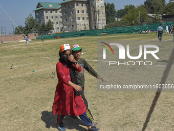 Supporters of the Indian National Congress arrive at the venue during a rally held by Rahul Gandhi in Srinagar, Indian Administered Kashmir,...