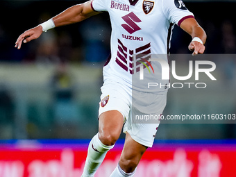 Adam Masina of Torino FC during the Serie A Enilive match between Hellas Verona and Torino FC at Stadio Marcantonio Bentegodi on September 2...