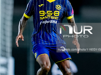 Jackson Tchatchoua of Hellas Verona during the Serie A Enilive match between Hellas Verona and Torino FC at Stadio Marcantonio Bentegodi on...