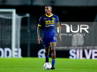 Jackson Tchatchoua of Hellas Verona during the Serie A Enilive match between Hellas Verona and Torino FC at Stadio Marcantonio Bentegodi on...