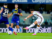 Che' Adams of Torino FC scores third goal during the Serie A Enilive match between Hellas Verona and Torino FC at Stadio Marcantonio Bentego...