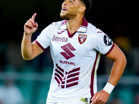 Che' Adams of Torino FC celebrates after scoring third goal during the Serie A Enilive match between Hellas Verona and Torino FC at Stadio M...