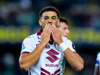 Che' Adams of Torino FC celebrates after scoring third goal during the Serie A Enilive match between Hellas Verona and Torino FC at Stadio M...