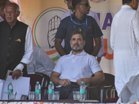 Indian National Congress head Rahul Gandhi attends a campaign rally in Srinagar, Indian Administered Kashmir, on September 23, 2024. (