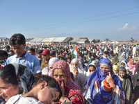 Supporters of the Indian National Congress leave the venue after a rally held by Rahul Gandhi in Srinagar, Indian Administered Kashmir, on S...