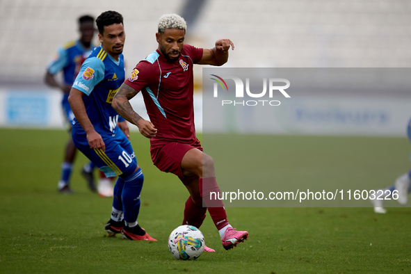 Marcelo Dias (front) of Gzira United is in action during the Malta 360 Sports Premier League soccer match between Gzira United and Sliema Wa...