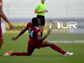 Luis Carlo Riascos of Gzira United stretches for the ball during the Malta 360 Sports Premier League soccer match between Gzira United and S...