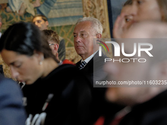 Julio Velasco participates in the return ceremony of the Flag of the Italian athletes returning from the Paris 2024 Olympic and Paralympic G...