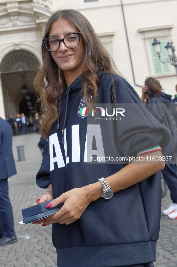 Nadia Battocletti leaves the Quirinale after the ceremony of the flags with the President of the Republic Sergio Mattarella in Rome, Italy,...