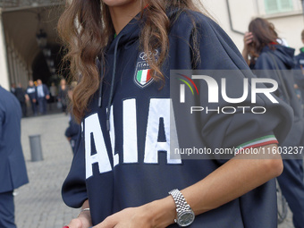 Nadia Battocletti leaves the Quirinale after the ceremony of the flags with the President of the Republic Sergio Mattarella in Rome, Italy,...