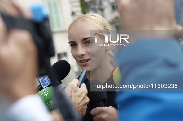 Alice D'Amato leaves the Quirinale after the ceremony of the flags with the President of the Republic Sergio Mattarella in Rome, Italy, on S...