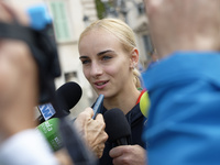 Alice D'Amato leaves the Quirinale after the ceremony of the flags with the President of the Republic Sergio Mattarella in Rome, Italy, on S...