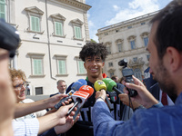 Mattia Furlani leaves the Quirinale after the ceremony of the flags with the President of the Republic Sergio Mattarella in Rome, Italy, on...