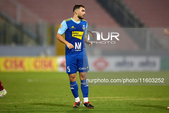 Neil Frendo of Sliema Wanderers is in action during the Malta 360 Sports Premier League soccer match between Gzira United and Sliema Wandere...