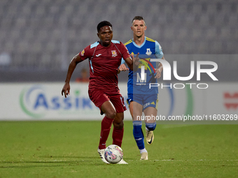 Luis Carlo Riascos of Gzira United is in action during the Malta 360 Sports Premier League soccer match between Gzira United and Sliema Wand...