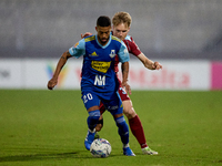 Wescley Matos Da Silva of Sliema Wanderers is in action during the Malta 360 Sports Premier League soccer match between Gzira United and Sli...