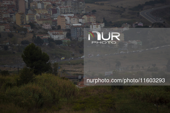 A general view of cloudy weather due to smoke from wildfires in Lisbon, Portugal, on September 22, 2024. The fires that begin on September 1...