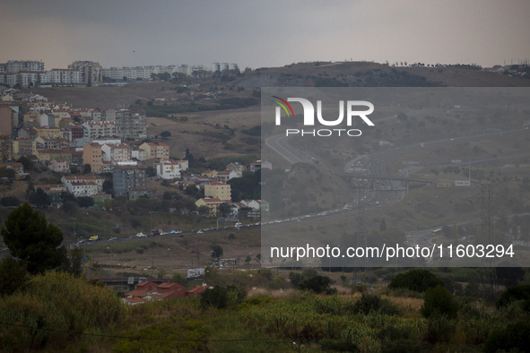 A general view of cloudy weather due to smoke from wildfires in Lisbon, Portugal, on September 22, 2024. The fires that begin on September 1...