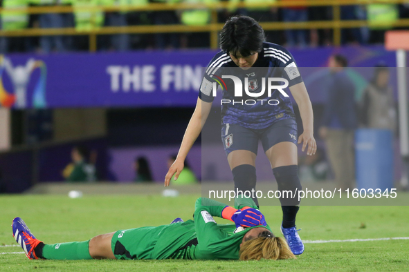 Fuka Tsunoda and Akane Okuma of Japan during the FIFA U-20 Women's World Cup Colombia 2024 final match between Korea DPR and Japan at Estadi...