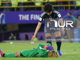 Fuka Tsunoda and Akane Okuma of Japan during the FIFA U-20 Women's World Cup Colombia 2024 final match between Korea DPR and Japan at Estadi...