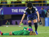 Fuka Tsunoda and Akane Okuma of Japan during the FIFA U-20 Women's World Cup Colombia 2024 final match between Korea DPR and Japan at Estadi...