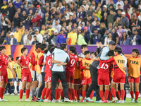 Players of Korea DPR celebrate after winning the FIFA U-20 Women's World Cup Colombia 2024 Final match between Korea DPR and Japan at Estadi...