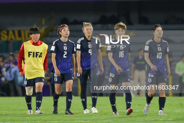 Players of Japan react at the end of the FIFA U-20 Women's World Cup 2024 final match between North Korea and Japan at Nemesio Camacho 'El C...