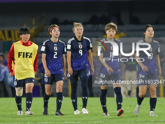 Players of Japan react at the end of the FIFA U-20 Women's World Cup 2024 final match between North Korea and Japan at Nemesio Camacho 'El C...