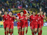 Players of Korea DPR celebrate after winning the FIFA U-20 Women's World Cup Colombia 2024 Final match between Korea DPR and Japan at Estadi...