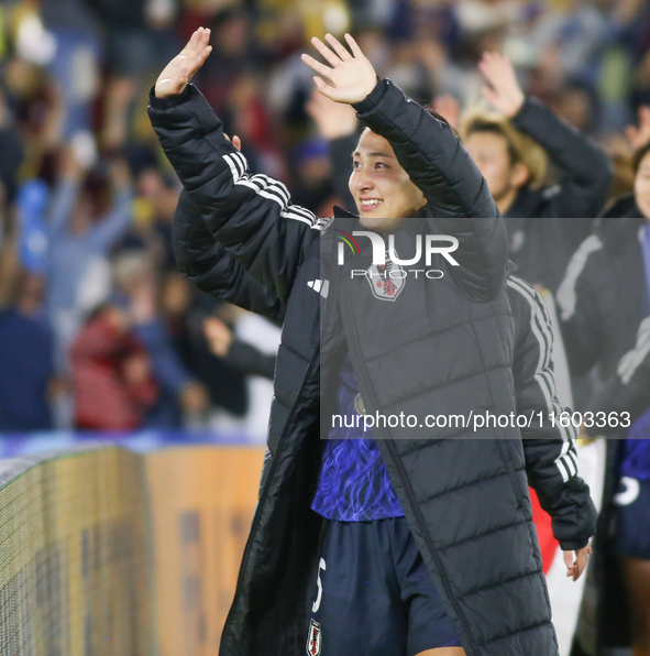 Manaka Hayashi of Japan cheers to the fans after the FIFA U-20 Women's World Cup Colombia 2024 Final match between Korea DPR and Japan at Es...