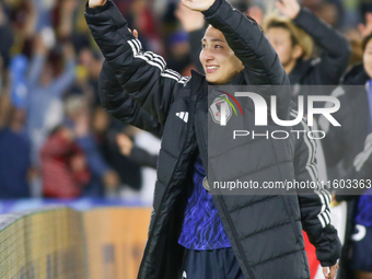 Manaka Hayashi of Japan cheers to the fans after the FIFA U-20 Women's World Cup Colombia 2024 Final match between Korea DPR and Japan at Es...