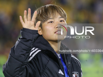 Hiromi Yoneda of Japan cheers to the fans after the FIFA U-20 Women's World Cup Colombia 2024 Final match between Korea DPR and Japan at Est...