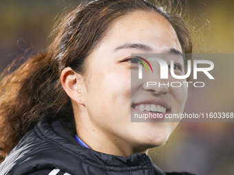 Aemu Oyama of Japan greets fans during the 2024 FIFA U-20 Women's World Cup final match between the United States and the Netherlands at the...