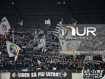 Fans of Universitatea Cluj during the match between Universitatea Cluj and Universitatea Craiova in Cluj, Romania, on September 22, 2024 (