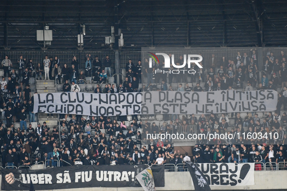 Fans of Universitatea Cluj during the match between Universitatea Cluj and Universitatea Craiova in Cluj, Romania, on September 22, 2024 