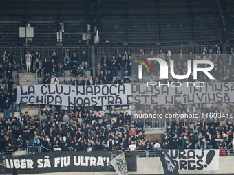 Fans of Universitatea Cluj during the match between Universitatea Cluj and Universitatea Craiova in Cluj, Romania, on September 22, 2024 (