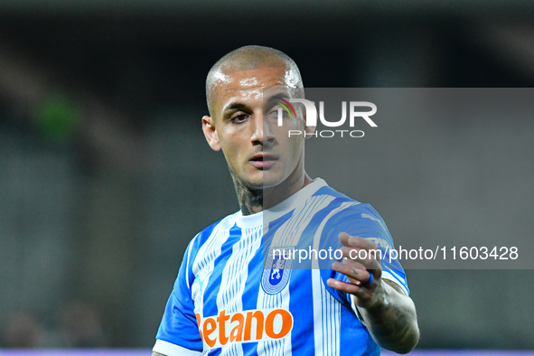 Ionut Alexandru Mitrita participates in the match between Universitatea Cluj and Universitatea Craiova at Cluj Arena Stadium in Cluj, Romani...