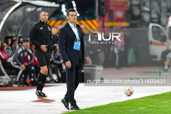 Constantin Galca participates in the match between Universitatea Cluj and Universitatea Craiova at Cluj Arena Stadium in Cluj, Romania, on S...