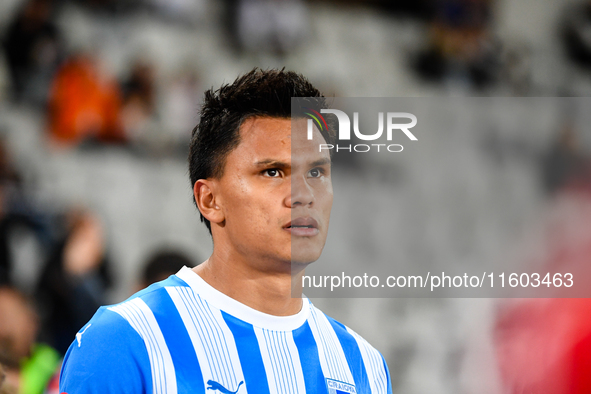 Denil Omar Maldonado Munguia participates in the match between Universitatea Cluj and Universitatea Craiova at Cluj Arena Stadium in Cluj, R...