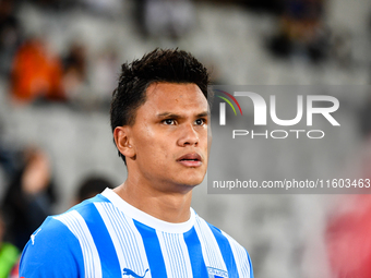 Denil Omar Maldonado Munguia participates in the match between Universitatea Cluj and Universitatea Craiova at Cluj Arena Stadium in Cluj, R...