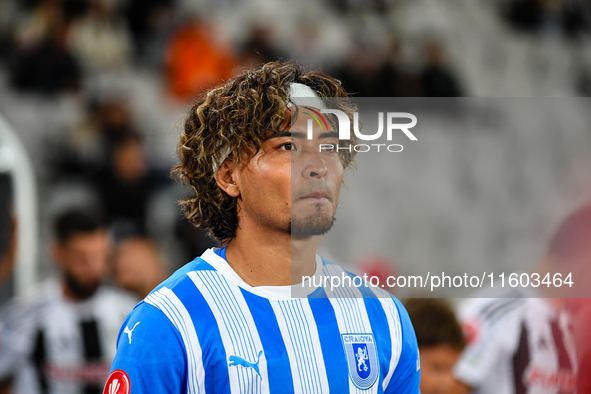 Takuto Oshima participates in the match between Universitatea Cluj and Universitatea Craiova at Cluj Arena Stadium in Cluj, Romania, on Sept...