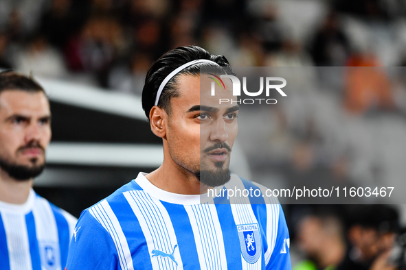 Stefan Baiaram participates in the match between Universitatea Cluj and Universitatea Craiova at Cluj Arena Stadium in Cluj, Romania, on Sep...