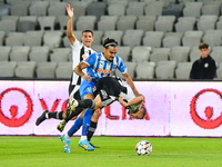 Stefan Baiaram and Robert Mihai Silaghi are in action during the match between Universitatea Cluj and Universitatea Craiova at Cluj Arena St...