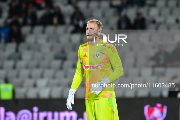 Edvinas Gertmonas participates in the match between Universitatea Cluj and Universitatea Craiova at Cluj Arena Stadium in Cluj, Romania, on...