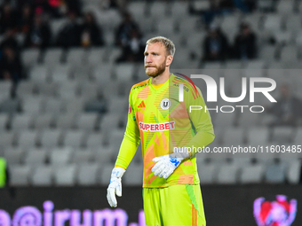 Edvinas Gertmonas participates in the match between Universitatea Cluj and Universitatea Craiova at Cluj Arena Stadium in Cluj, Romania, on...