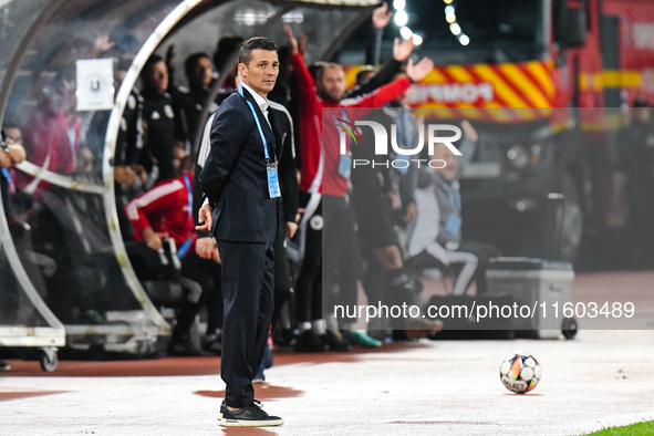 Constantin Galca participates in the match between Universitatea Cluj and Universitatea Craiova at Cluj Arena Stadium in Cluj, Romania, on S...