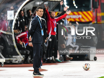 Constantin Galca participates in the match between Universitatea Cluj and Universitatea Craiova at Cluj Arena Stadium in Cluj, Romania, on S...