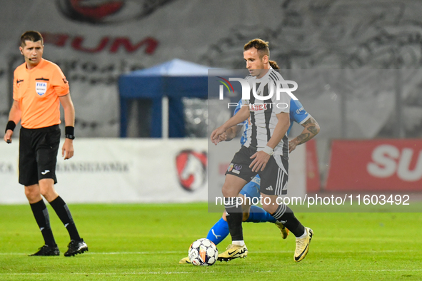 Robert Mihai Silaghi is in action during the match between Universitatea Cluj and Universitatea Craiova at Cluj Arena Stadium in Cluj, Roman...